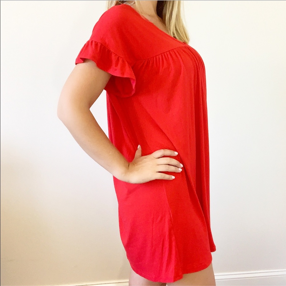 'Top Notch' Ruffle Sleeve V Neck Dress - Picture 4 of 8